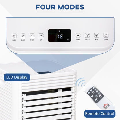 HOMCOM 9000 BTU Portable Air Conditioner for Cooling Dehumidifier Fan, Air Conditioning Unit for Room up to 28m√Ç¬≤, with Remote, 24H Timer, Window Mount Kit, R290, A Energy Efficiency, 1122W