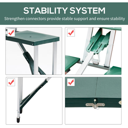 Outsunny Folding Camping Table with Stools Set Aluminum Bench Picnic Garden Party BBQ Portable