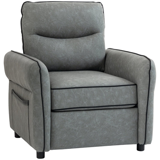 HOMCOM Accent Chair, Faux Leather Armchair - Grey