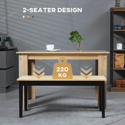 HOMCOM 102 cm Drewniana Ławka Jadalna dla 2 Osób, Drewniana Ławka Do Kuchni, Jadalni, Przedpokoju, Czarna