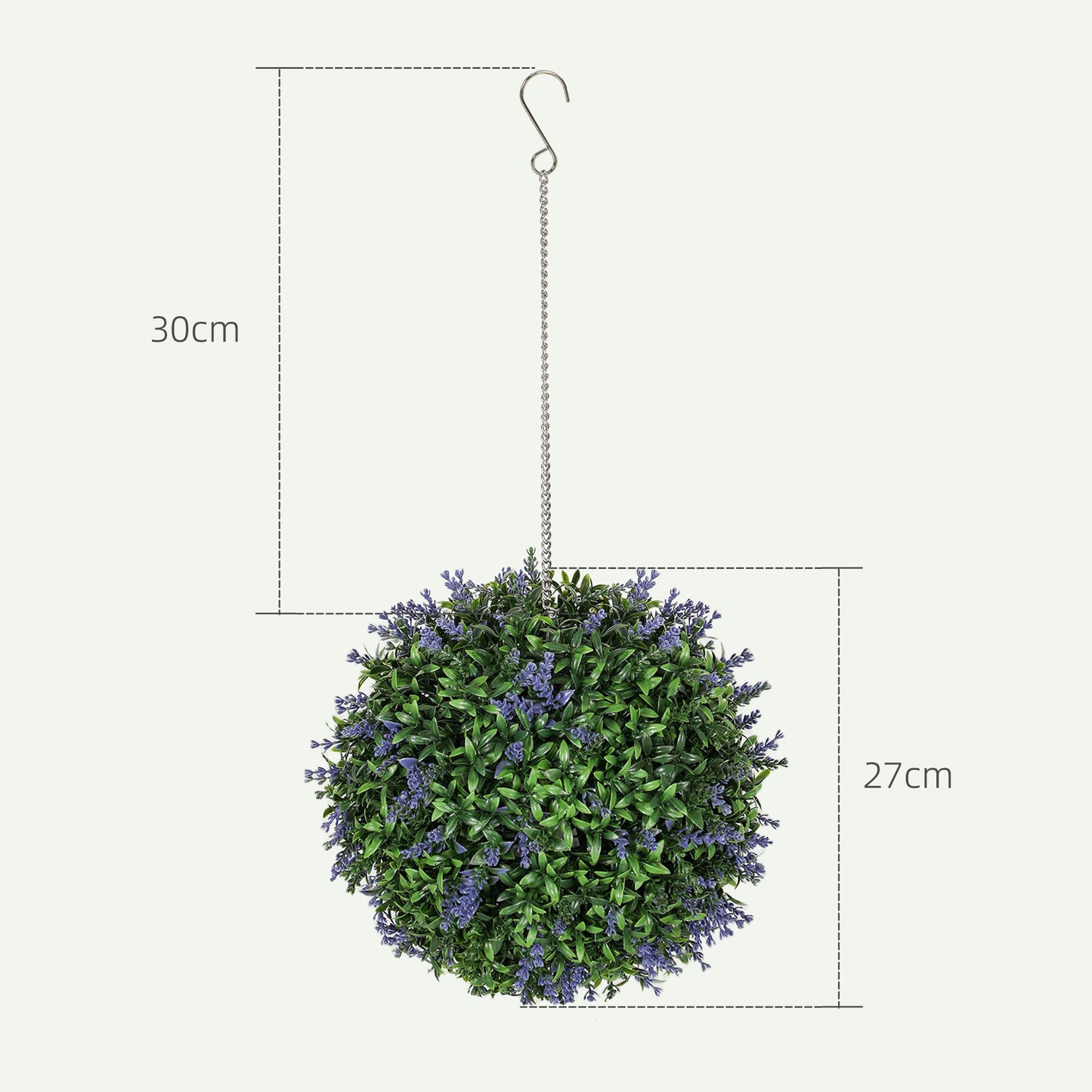 HOMCOM Zestaw 2 sztucznych roślin Topiary Balls, sztuczne rośliny dekoracyjne z ochroną UV, sztuczne rośliny do dekoracji wnętrz i na zewnątrz, 27 cm, fioletowy