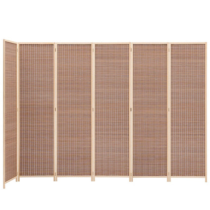 Brown Bamboo Woven 6-Panel Folding Room Divider