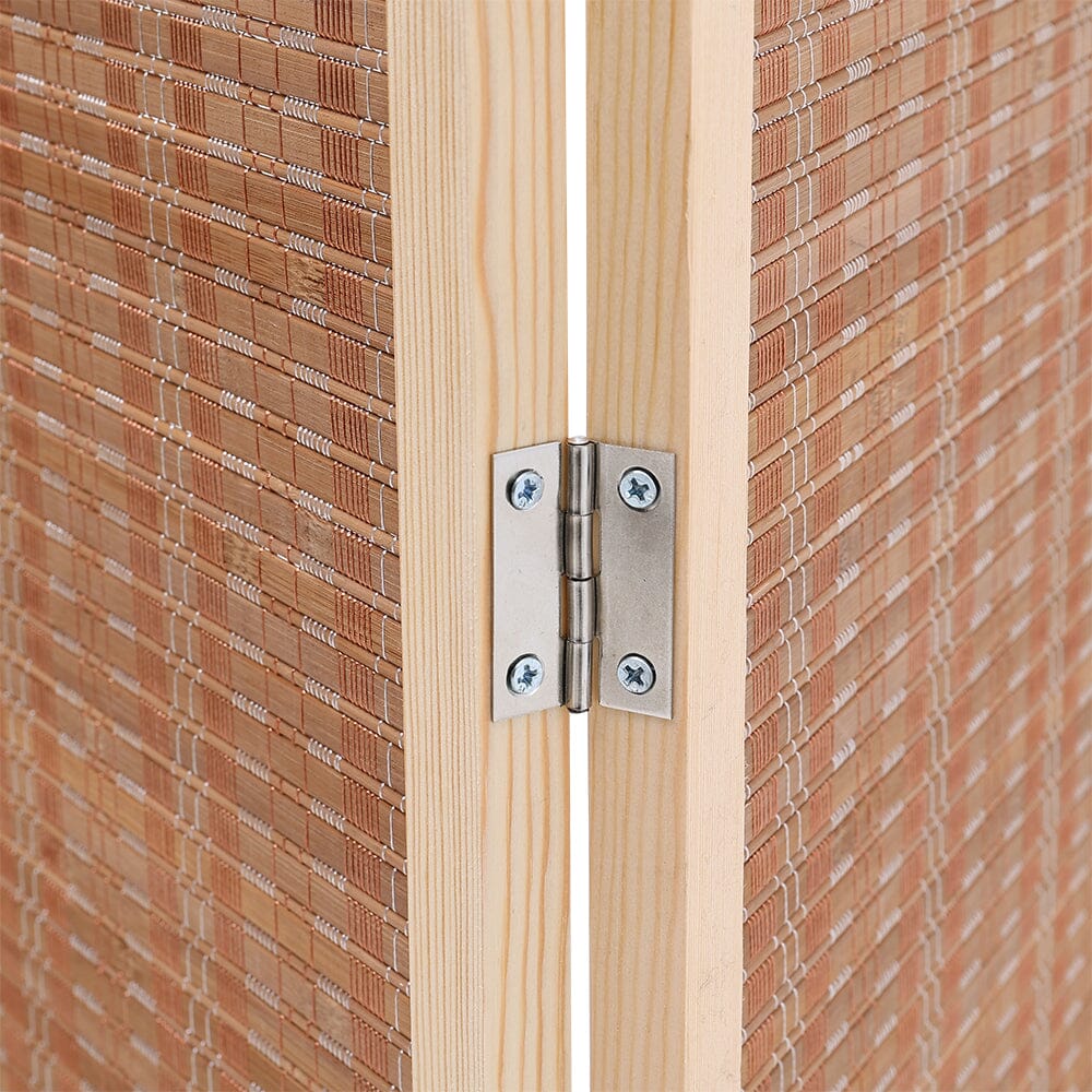 Brown Bamboo Woven 6-Panel Folding Room Divider