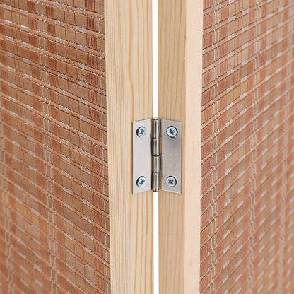 Brown Bamboo Woven 6-Panel Folding Room Divider