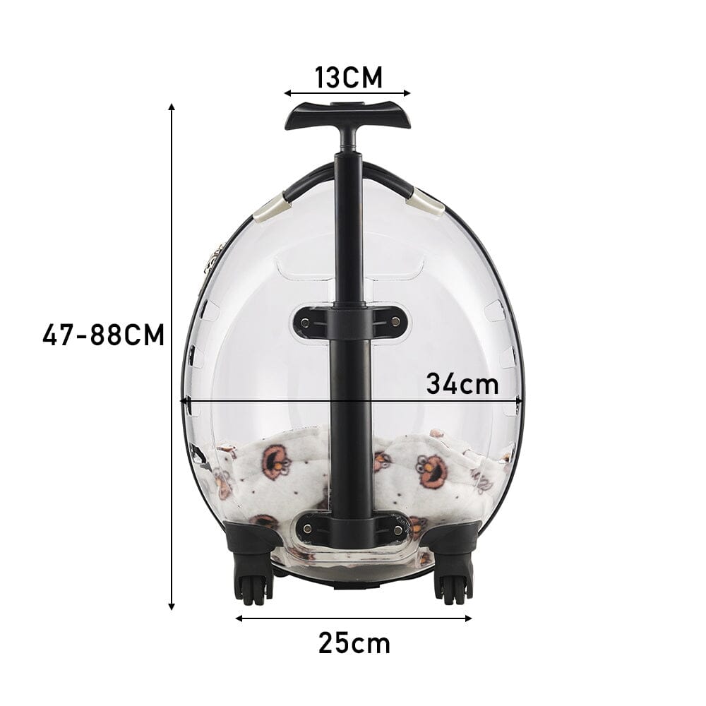 Transparent White Pet Travel Trolley Suitcase