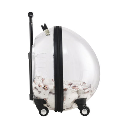 Transparent White Pet Travel Trolley Suitcase