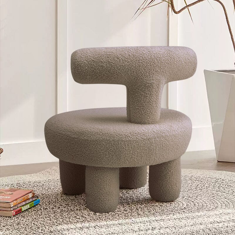 Khaki T-Shaped Children’s Sofa with Teddy Fleece Upholstery