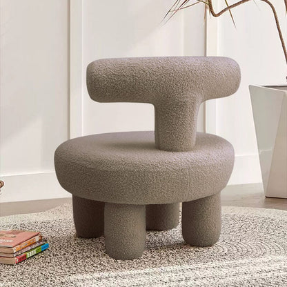Khaki T-Shaped Children’s Sofa with Teddy Fleece Upholstery
