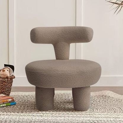 Khaki T-Shaped Children’s Sofa with Teddy Fleece Upholstery