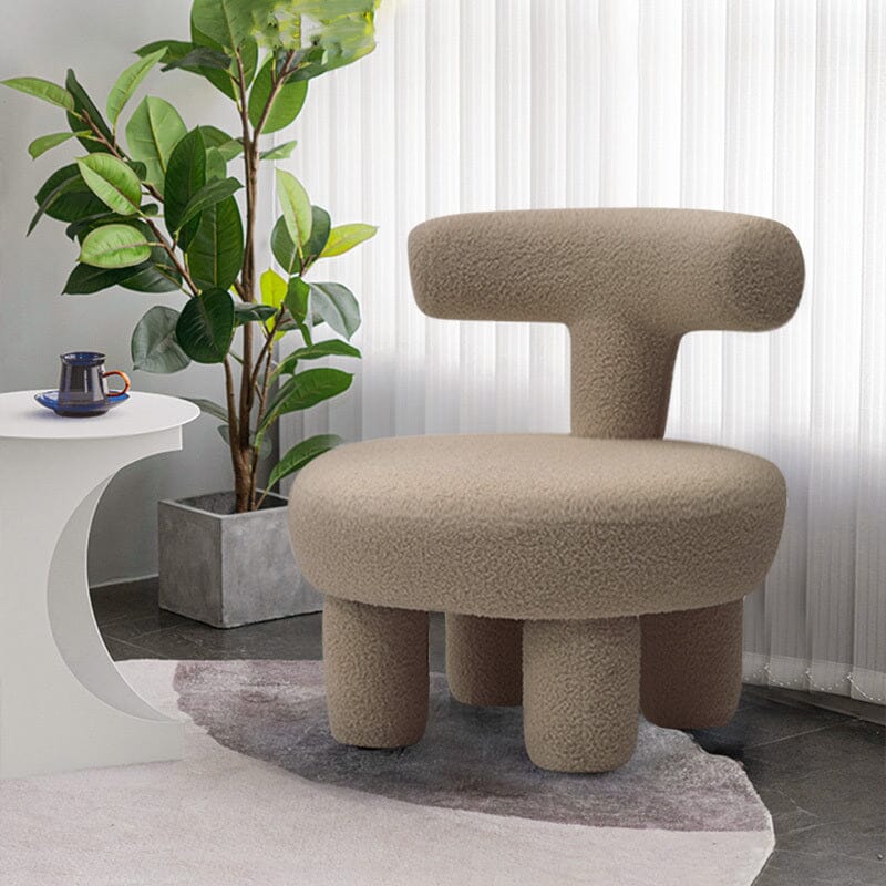 Khaki T-Shaped Children’s Sofa with Teddy Fleece Upholstery