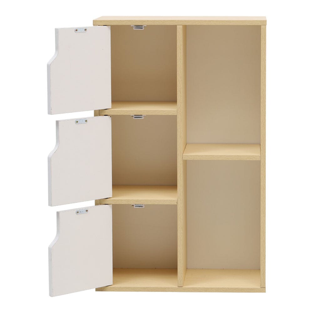 Wooden Bookcase Storage Cabinet with Doors and Open Shelf