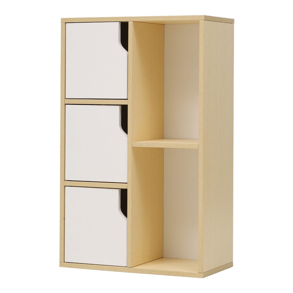 Wooden Bookcase Storage Cabinet with Doors and Open Shelf