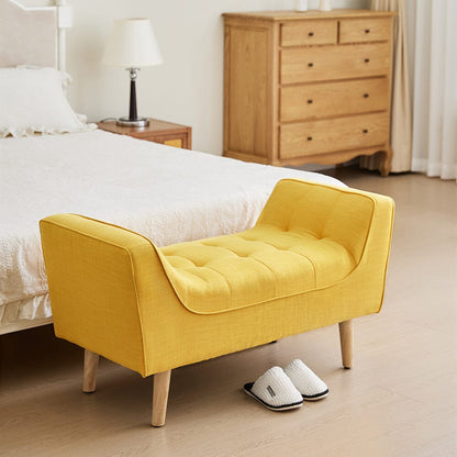 Soft Chenille Upholstered Bench with Wooden Legs