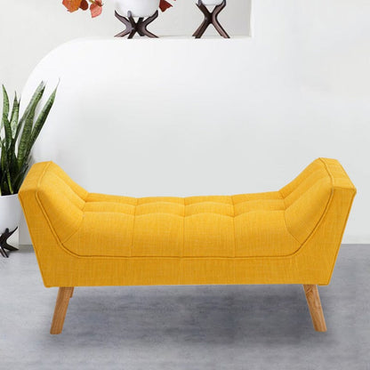 Soft Chenille Upholstered Bench with Wooden Legs
