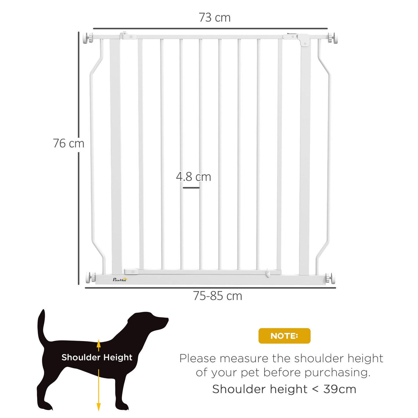 PawHut Extra Wide Dog Safety Gate, with Door Pressure, for Doorways, Hallways, Staircases - White