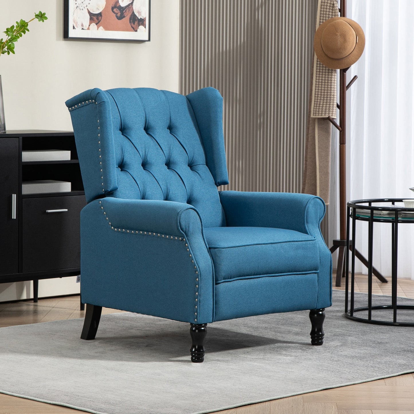 HOMCOM 150 Reclining Vintage Armchair, with footrest - Blue