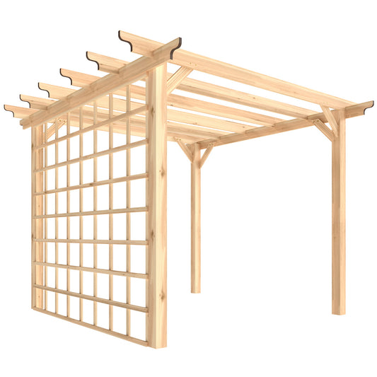 Outsunny 3 x 3 m Wooden Pergola Kit, Garden Pergola Gazebo Arch with Trellis for Climbing Vines, Flowers, Nature Wood Finish