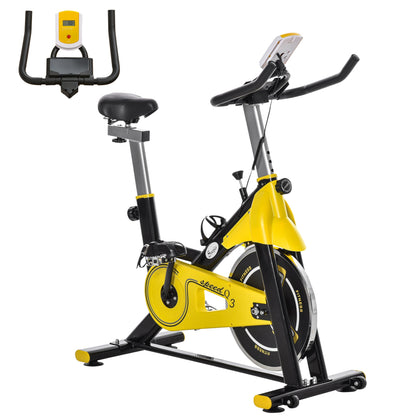 HOMCOM Exercise Bike, with 6kg Flywheel Belt Drive, Adjustable Resistance, LCD Display - Yellow