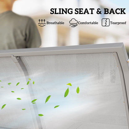 Outsunny Metal Garden Swing Chair, 3-Seater Swing Seat, Patio Hammock Bench Canopy Lounger, Light Grey