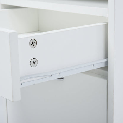 60cm Storage Cabinet w/ Drawer Open Shelf Metal Handles 4 Wheels Office Home Organiser Mobile Printer White