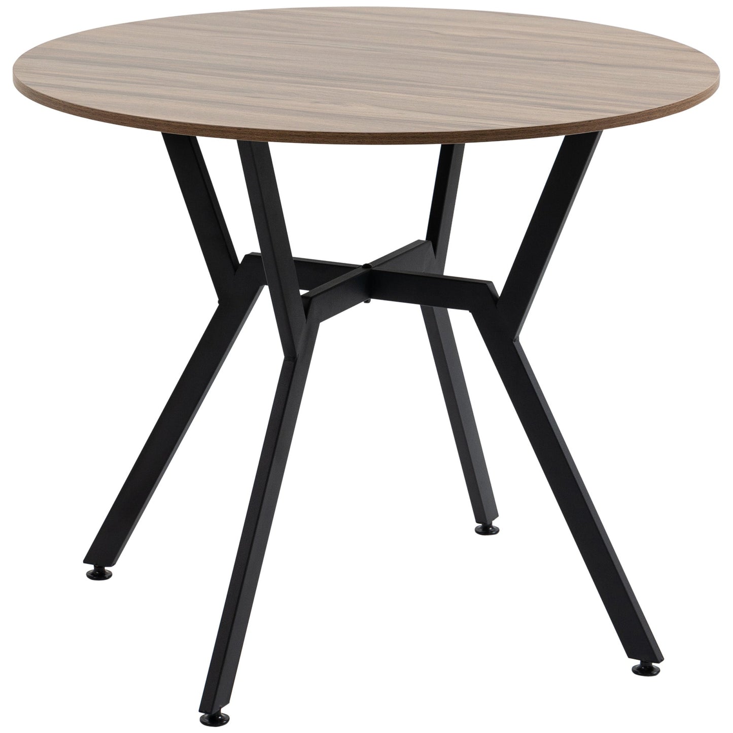 HOMCOM Dining Table, Round Kitchen Table with Black Legs, Anti-slip Foot Pads for Living Room, Dining Room 90 x 76 cm, Brown