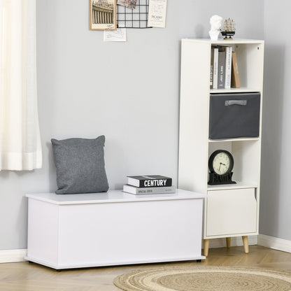 Wooden Storage Box Clothes Toy Chest Bench Seat Ottoman Bedding Blanket Trunk Container with Lid - White