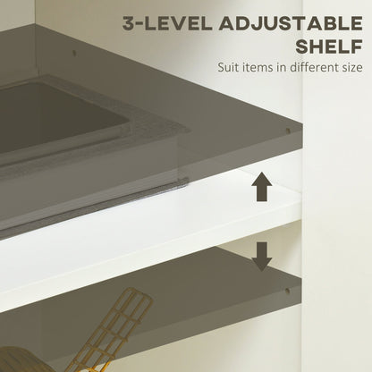 HOMCOM خزانة جانبية للمطبخ، خزانة تخزين بأبواب مزدوجة ورف قابل للتعديل لغرفة المعيشة، المدخل، أبيض