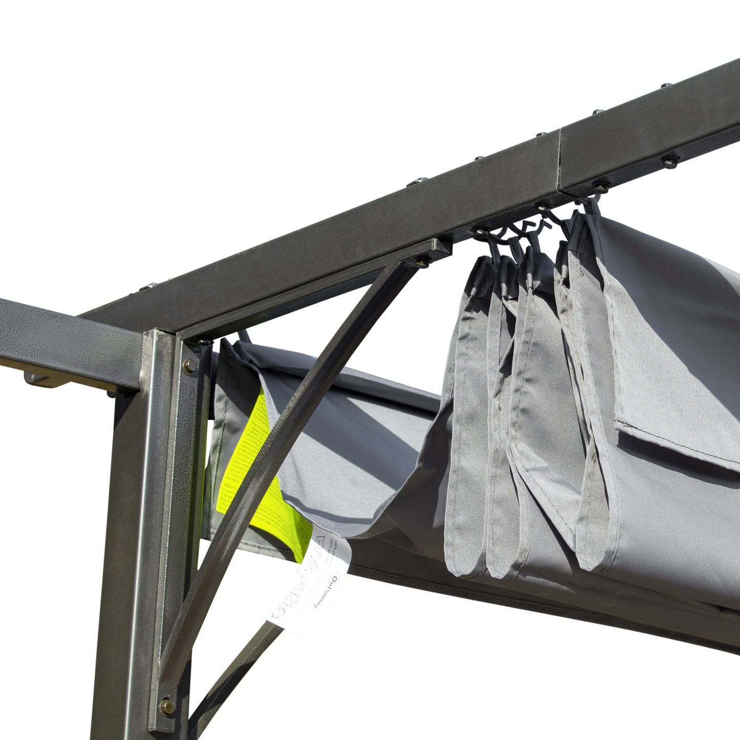 Metalowa pergola Outsunny 3 x 3(m) z rozsuwanym dachem, zadaszenie altanki ogrodowej z metalu. Zewnętrzna osłona przeciwsłoneczna na imprezę grillową, szara.