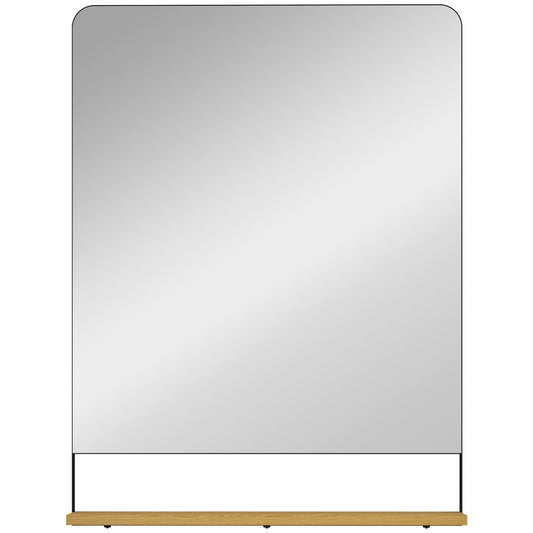 HOMCOM Wall Mirror with Wood Shelf - Black