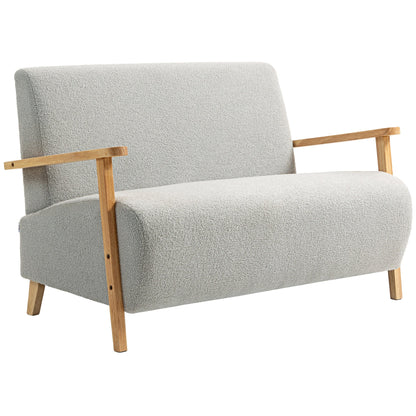 HOMCOM Mała Sofa 2-osobowa z tkaniny Sherpa - Jasnoszara