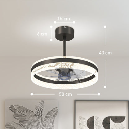 HOMCOM Ceiling Fan with LED Light and Remote - Black