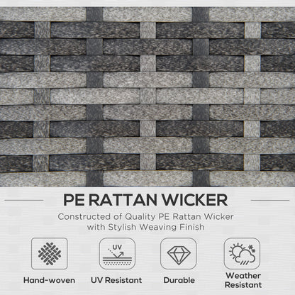 Outsunny 6PC Rattan Narożny Zestaw Sofa Wiklina 4 Miejsca Ogród Schowek Stolik Kawowy Konwersacja Ottoman Meble Zewnętrzne Tkane z Poduszką Szary