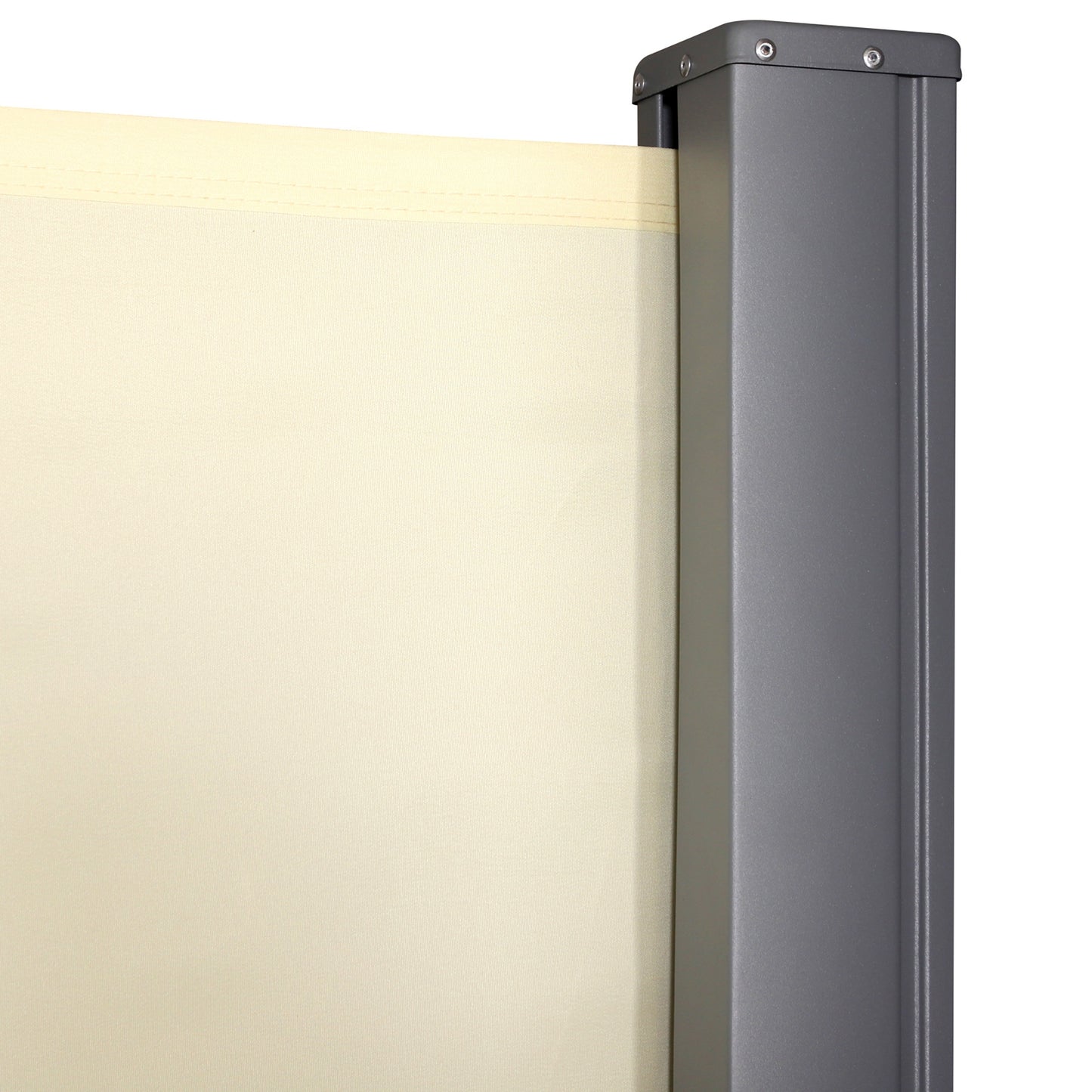 Outsunny Rozwijana markiza przeciwsłoneczna boczna Ekran ogrodzenia Patio Ogród Ściana Balkon Panel ekranowy Zewnętrzna roleta Prywatność Przegroda (3x1,8M, Kremowo-biały)