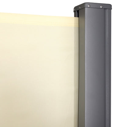 Outsunny Rozwijana markiza przeciwsłoneczna boczna Ekran ogrodzenia Patio Ogród Ściana Balkon Panel ekranowy Zewnętrzna roleta Prywatność Przegroda (3x1,8M, Kremowo-biały)