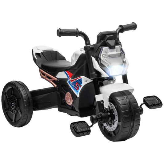 AIYAPLAY Motocyklowy projekt, 3 w 1 trójkołowy rower dla malucha, samochód przesuwny, rowerek biegowy z reflektorem, muzyką, klaksonem, biały