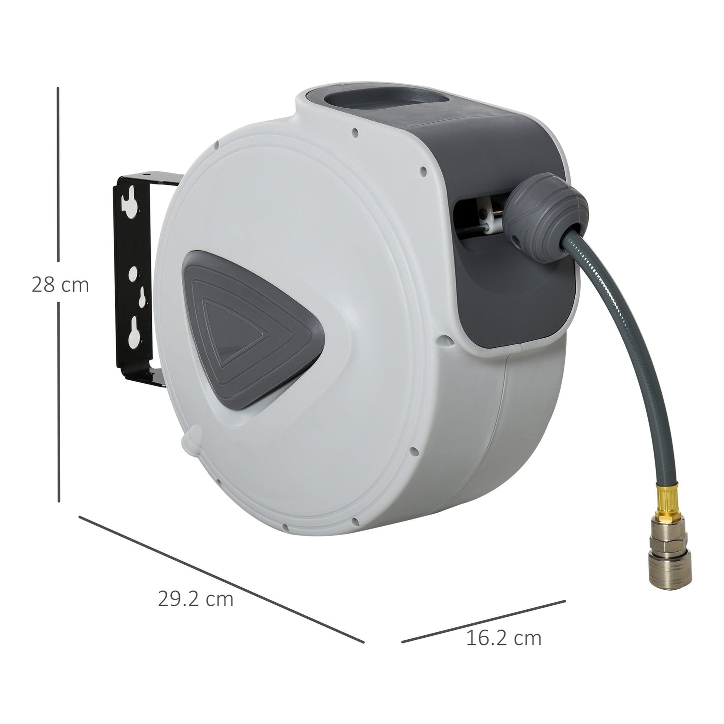 Wąż pneumatyczny zwijany na bęben DURHAND 10 m+ 90 cm Średnica węża 3/ 8" 9,5 mm, Złącze węża 1/ 4" BSP, Wąż ścienny z automatycznym zwijaniem - bęben