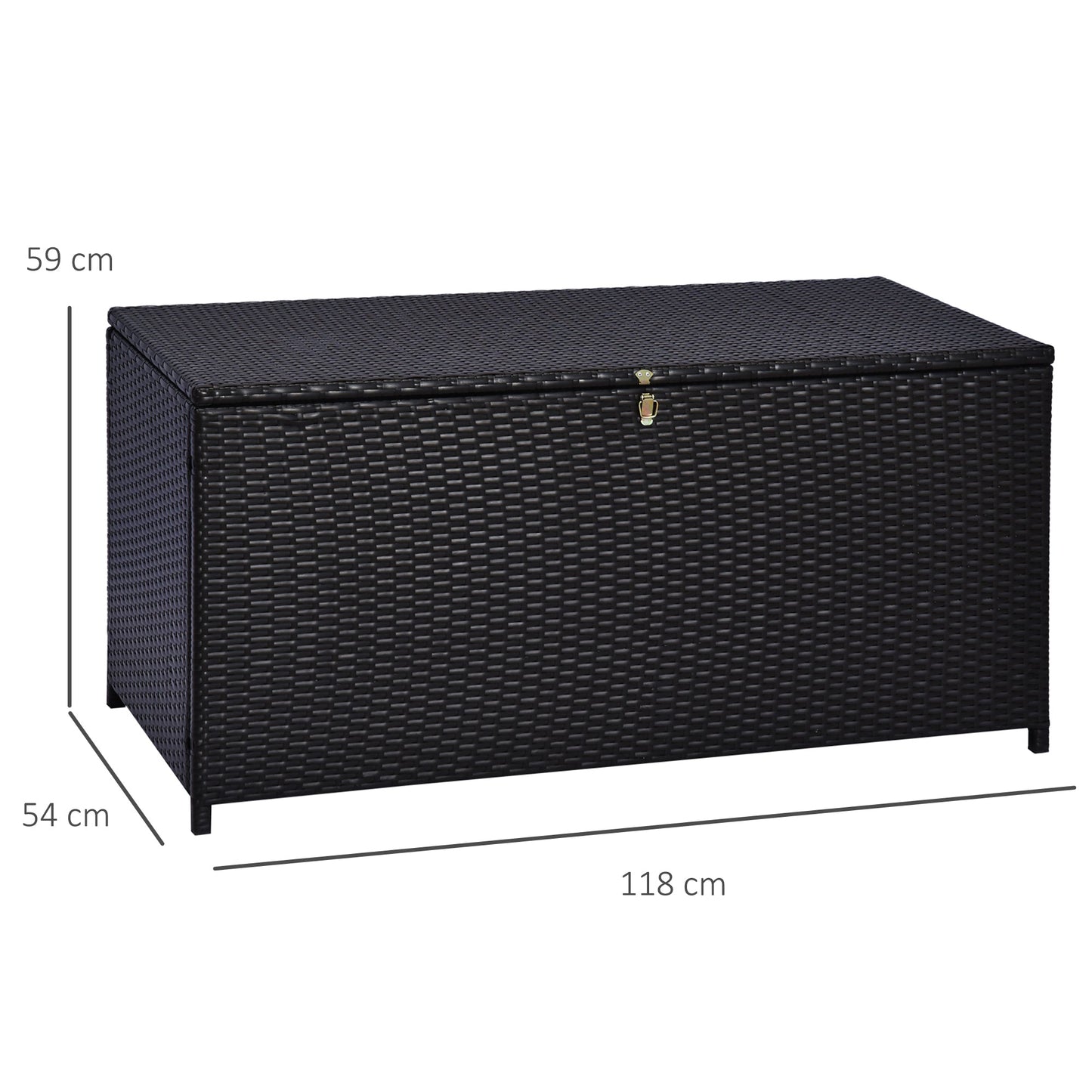 Outsunny 284 L Rattan Garden Storage Box, Outdoor Garden Storage Box with Gas Lift and Lockable Lid, Outdoor Wicker Rattan Chest Container for Garden Tools, 118 x 54 x 59 cm, Dark Brown