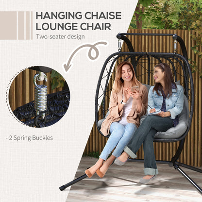 Outsunny Dwumiejscowy wiszący fotel Egg Frame Steel Frame - czarny