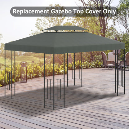 Outsunny 3x4m Gazebo Replacement Roof Canopy, 2 Tier Top UV Cover Garden Patio Awning Shelters, Deep Grey (TOP ONLY)