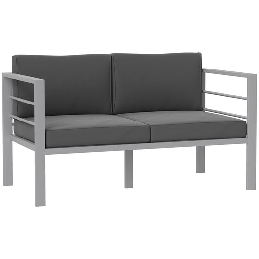 Outsunny Dwuosobowa aluminiowa sofa ogrodowa - szara