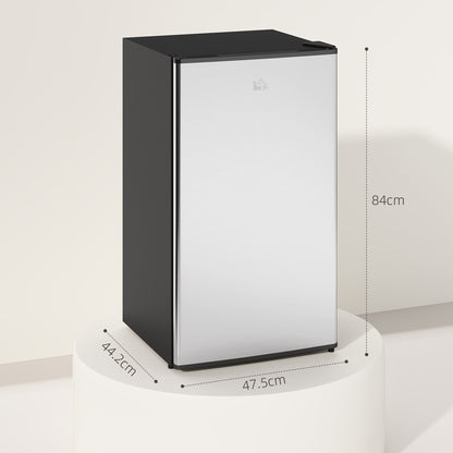 HOMCOM 91 Litre Freestanding Under Counter Fridge Freezer, Small Fridge with Chiller Box, Adjustable Thermostat, 47.5cm Wide, Silver Tone