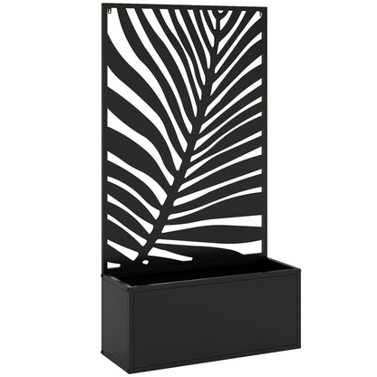 Outsunny Metal Garden Bed for Garden with Trellis, Wall Mounted or Freestanding Raised Planter with Privacy Screen