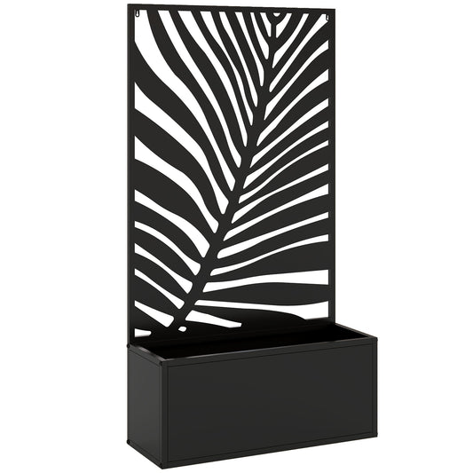 Outsunny Metal Garden Bed for Garden with Trellis, Wall Mounted or Freestanding Raised Planter with Privacy Screen