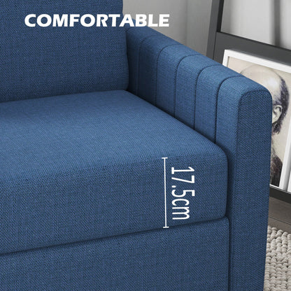 HOMCOM Modern Boxy Linen-Look Two-Seater Sofa - Blue