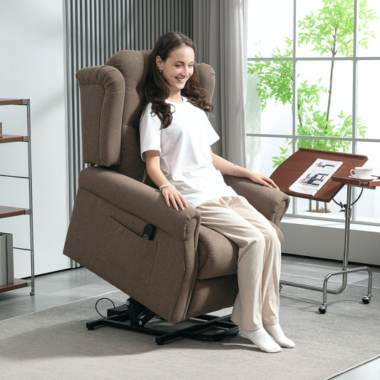 HOMCOM 45 Lifting Riser and Recliner Armchair - Dark Brown