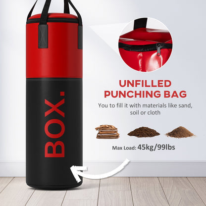 SPORTNOW Unfilled Punching Bag Set with Boxing Bag Bracket, Boxing Gloves, Hand Wraps and 360  Swivel Hook