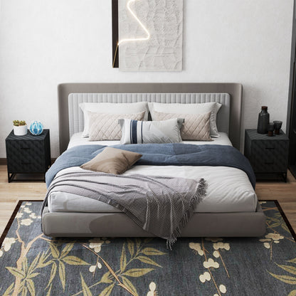 HOMCOM Bedside Tables Set of 2, Modern Bedside Table Nightstand with 2 Drawers, Bedside Cabinet Sofa Side Table with Storage, Steel Legs for Bedroom, Living Room, Black