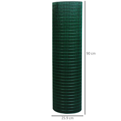 Pawhut PVC Coated Welded Wire Mesh Fencing Pet Rabbit Chicken Poultry Aviary Fence Run Hutch 30m Dark Green