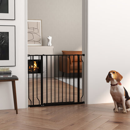 PawHut Wide Dog Baby Safety Gate, with Door Pressure, for Doorways, Hallways, Staircases - Black