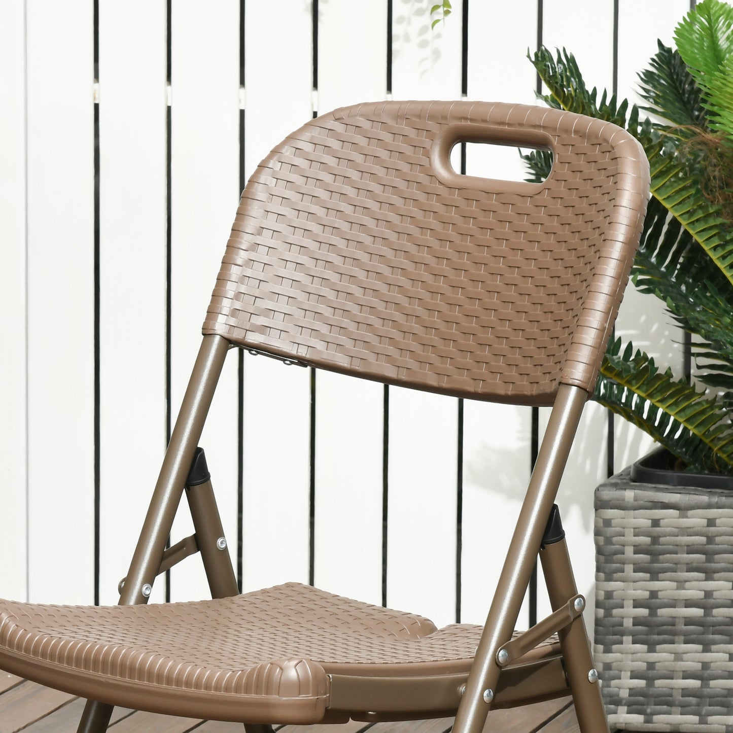 Zestaw jadalny Outsunny 6 Seater Rattan, zestaw mebli ogrodowych z HDPE, stół jadalny i krzesła z 6 fotelami, prostokątny plastikowy blat stołu na patio, balkon, ciemny brąz